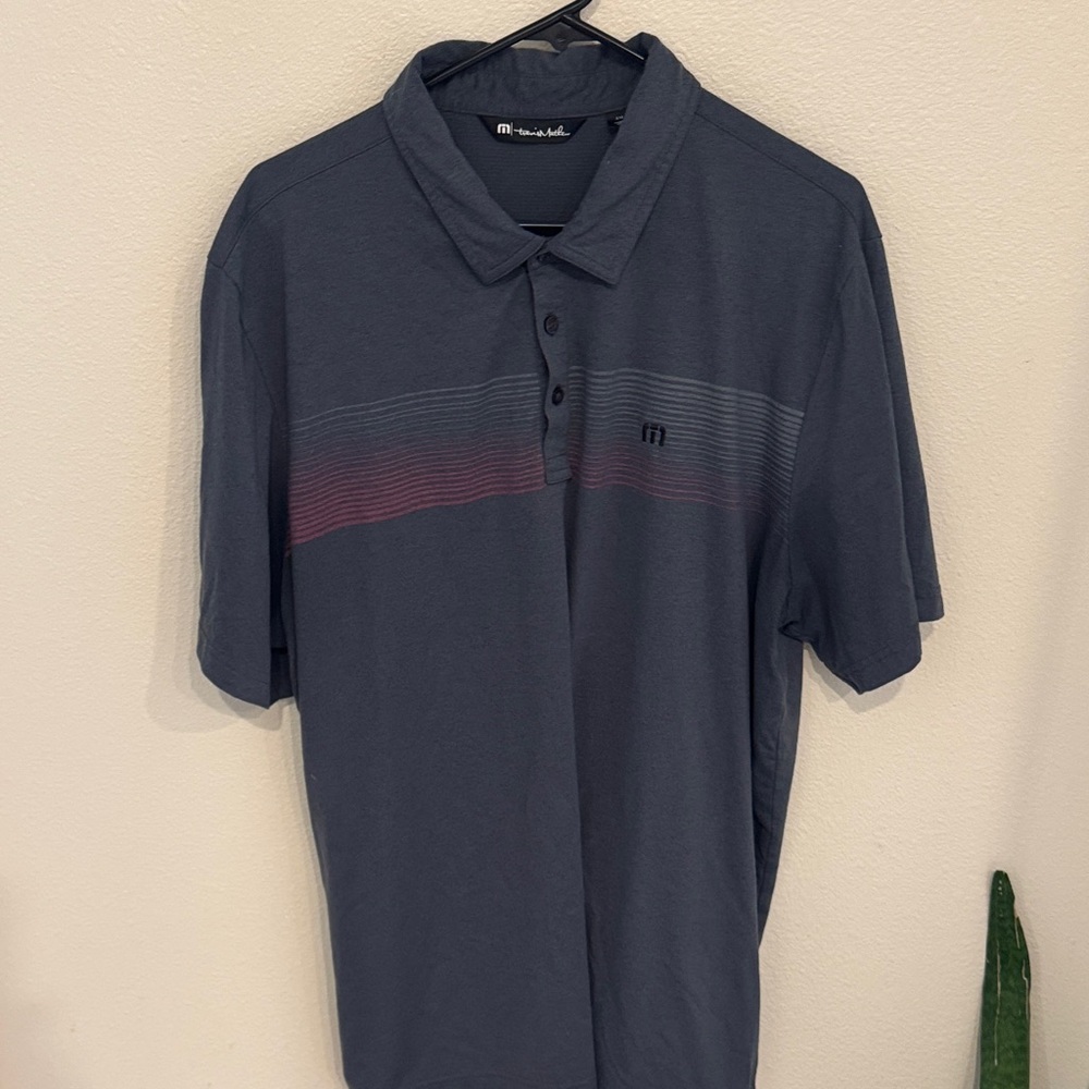 Travis Mathew Charcoal Polo with Subtle Stripes